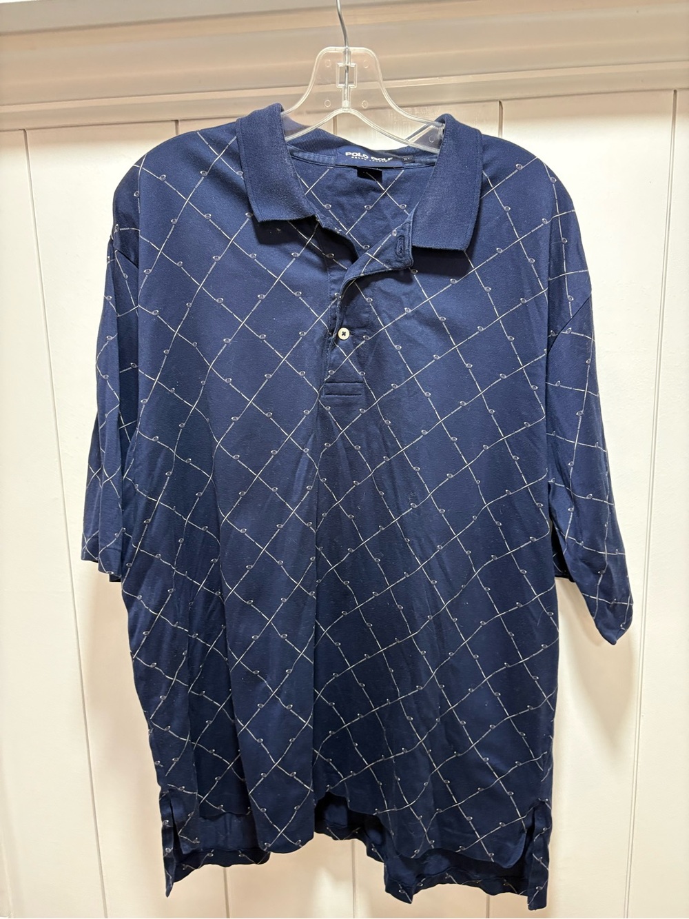 Polo Golf Ralph Lauren Shirt Mens Size XL  Blue Golf Club All Over Print Golf